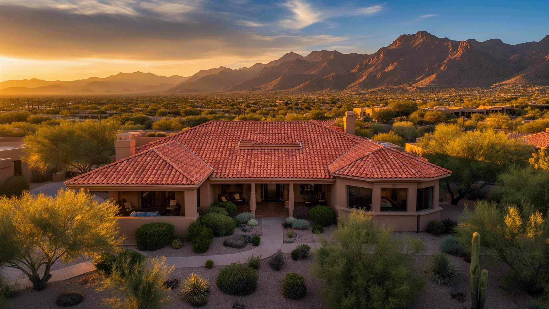 Premium Phoenix tile roof at golden hour